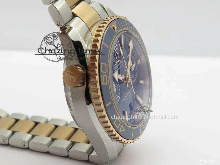 1224 FlexibleFit Seamaster Professional Chrono SS RG Blue Ceramic Blue Dial On SS RG Bracelet A 8211